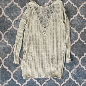 Free People Pretty Pointelle Vee Sweater in Mint Size X-Small